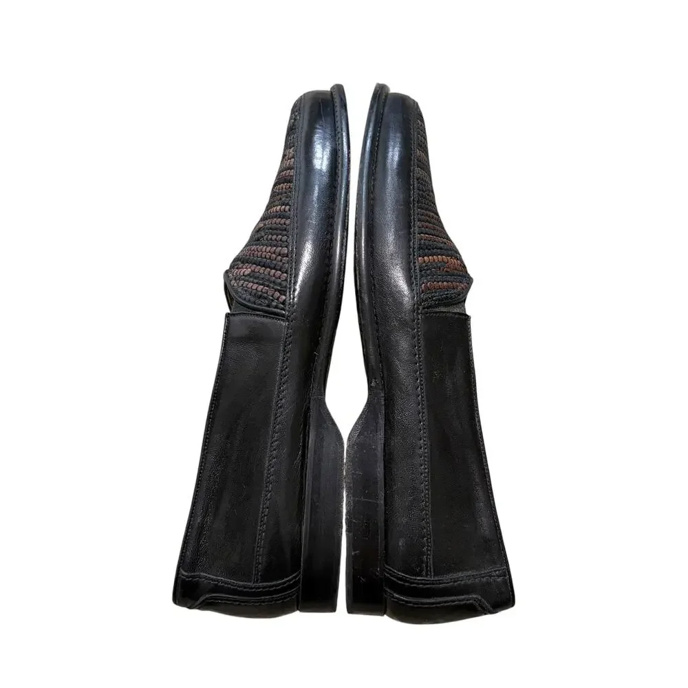 Romano Martegani Boutique Line Woven Genuine Leather Loafers Men's Sz 8D Black